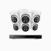 H800X - 4K 8 Channel 6 Cameras PoE Security System, 1/1.8'' BSI Sensor, f/1.6 Aperture (0.003 Lux), Siren & Strobe Alarm,Two-Way Audio, Human & Vehicle Detection, Perimeter Protection, Works with Alexa, All-Metal Housing